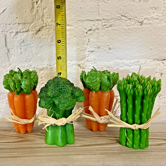 Vintage Vegetable Decorative Candles 4 Wax Pillar Candles Kitchen Fall Harvest - Picture 7 of 16